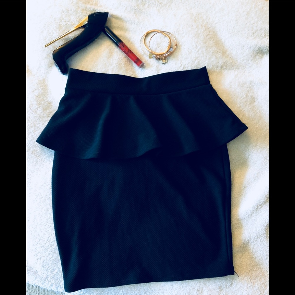 Black peplum skirt